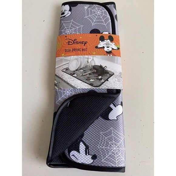 Disney Mickey Mouse Halloween Drying Mat 16”x18” Spider Webs Grey NEW - Picture 1 of 9